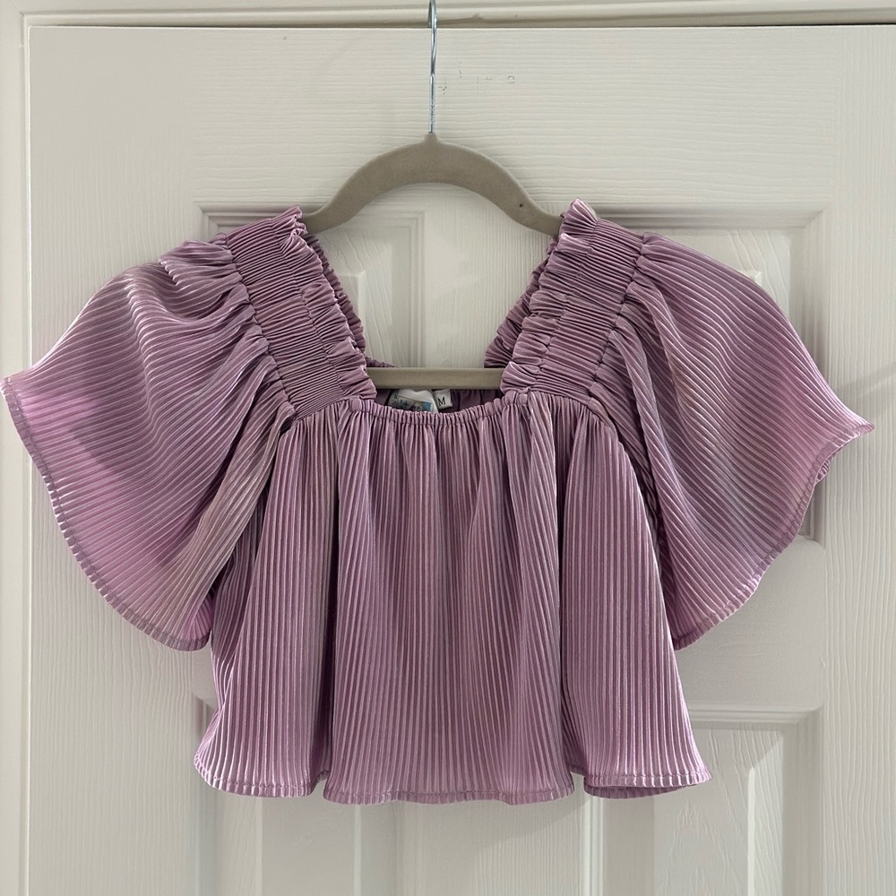 QUEEN OF SPARKLES Kids Pleated Top in Lavender